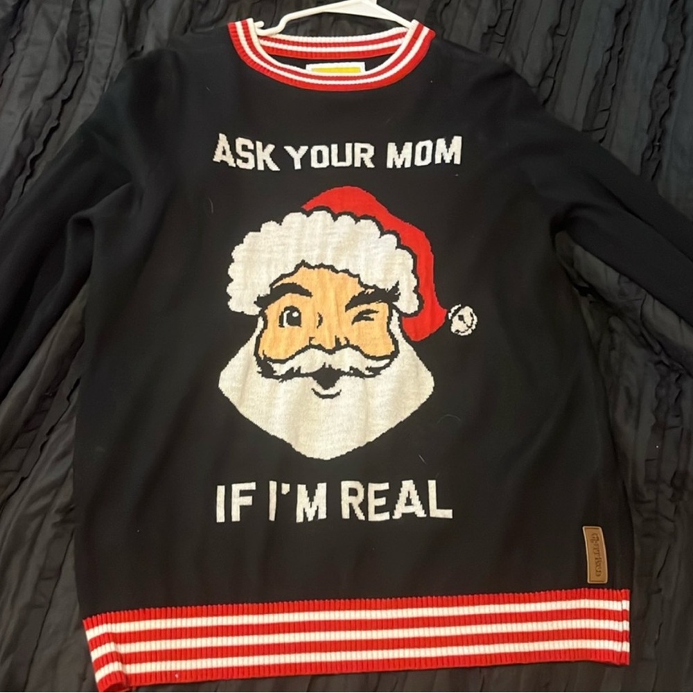 Tipsy elves sweater Christmas Santa ask your mom
If I’m real